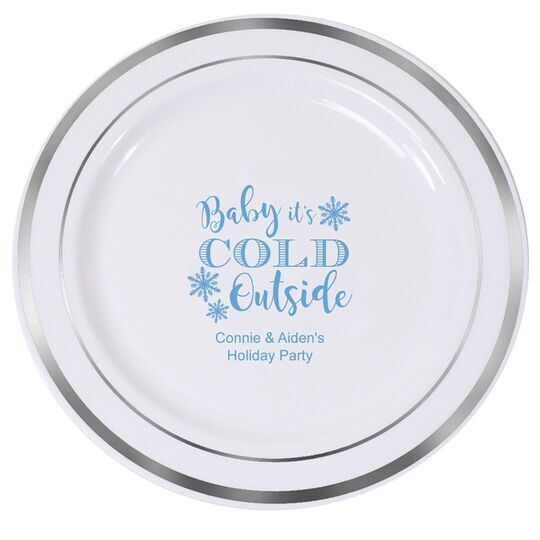 Baby It's Cold Outside Premium Banded Plastic Plates